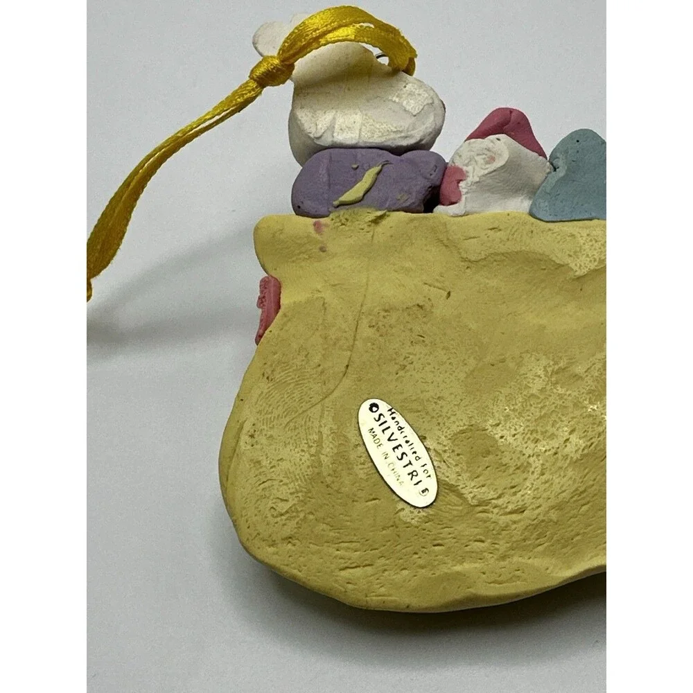 Silvestri Handcrafted Bunny Gift Sack Ornament Pastel Polka Dot Vintage Easter